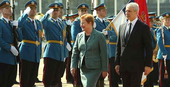 Presidentti Tarja Halonen ja Serbian presidentti Boris Tadić.